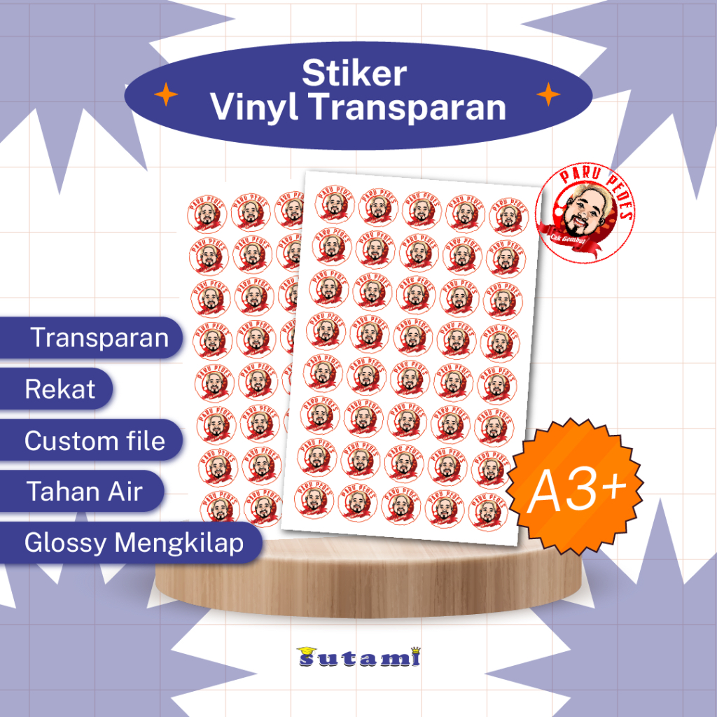 

Cetak Stiker A3+ Vinyl Transparan A3+ Label Packaging Kemasan