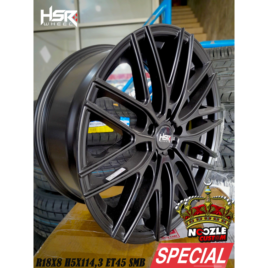 Velg Mobil HSR Ring 18 Baut 5 Warna Full Hitam Pelek Racing HSR Terbaru Ring 18
