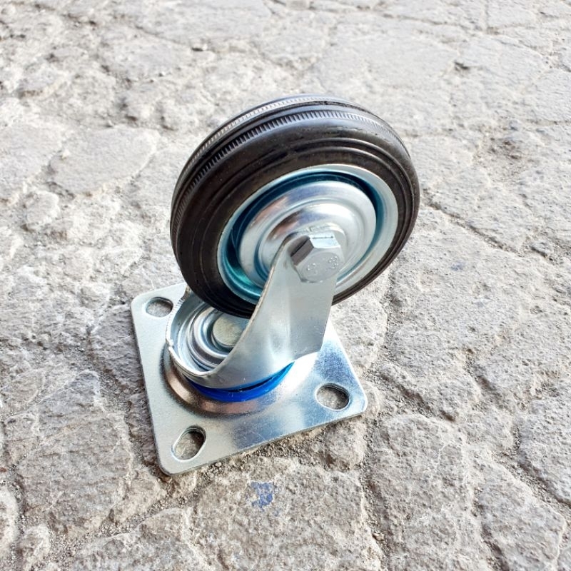 Roda Troli Karet Hitam Hidup 3" 3 Inch Triple-S
