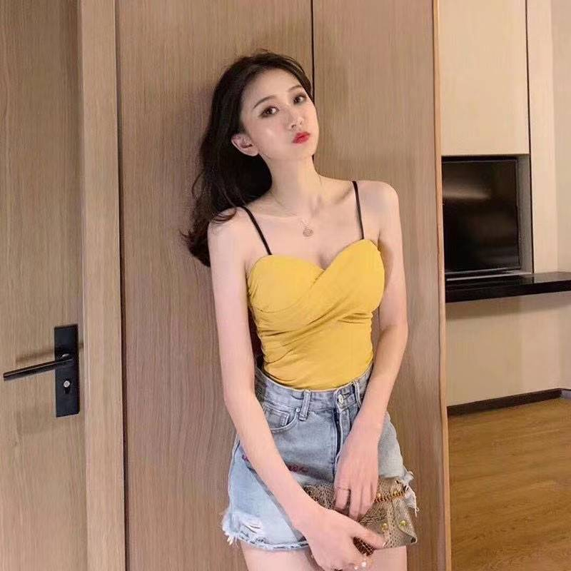 Pakaian Dalam Wanita Bra Polos Yoga Bra Push Up Tanpa Kawat Sport Bra-bra-51 Kuning