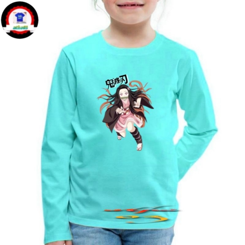 Baju kaos anak perempuan Atasan anak animasi Nezuko Kamado