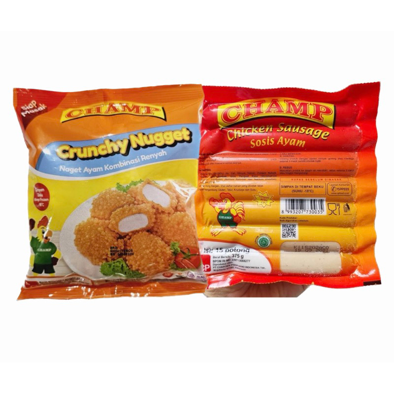 

PAKET HITS CHAMP (Crunchy Nugget Champ 225gr+Champ sosis ayam 375gr)