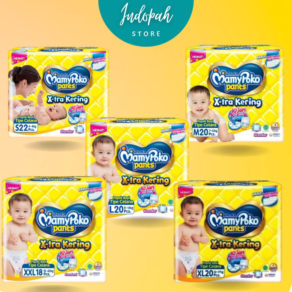 MAMYPOKO XTRA KERING S22 | M20 | L20 | XL20 | XXL18 PANTS PAMPERS X-TRA KERING | POPOK BAYI