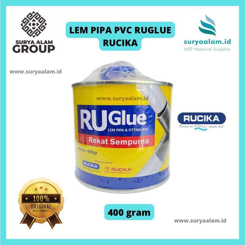 LEM PIPA RUGLUE RUCIKA KALENG 400 GRAM | LEM SAMBUNGAN PIPA PVC RUCIKA