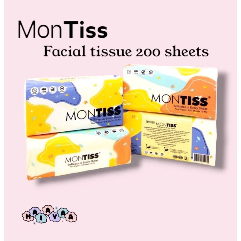 TISSUE MONTISS/TISSU MONTISS/TISU MONTISS/MONTISS FACIAL TISSUE 200 SHEETS