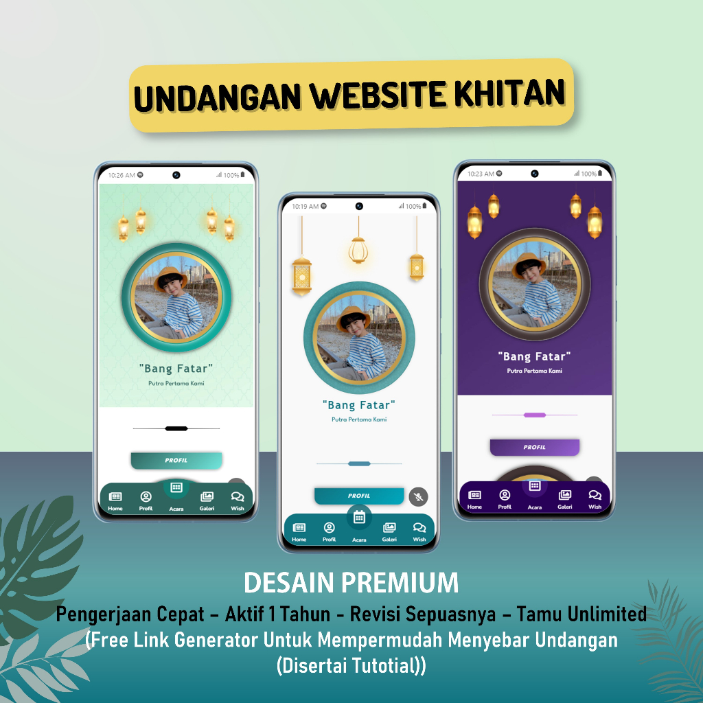RB Undangan Khitanan / Khitan WEBSITE / Undangan Digital Khitanan WEBSITE - Tema Foto & Tanpa Foto