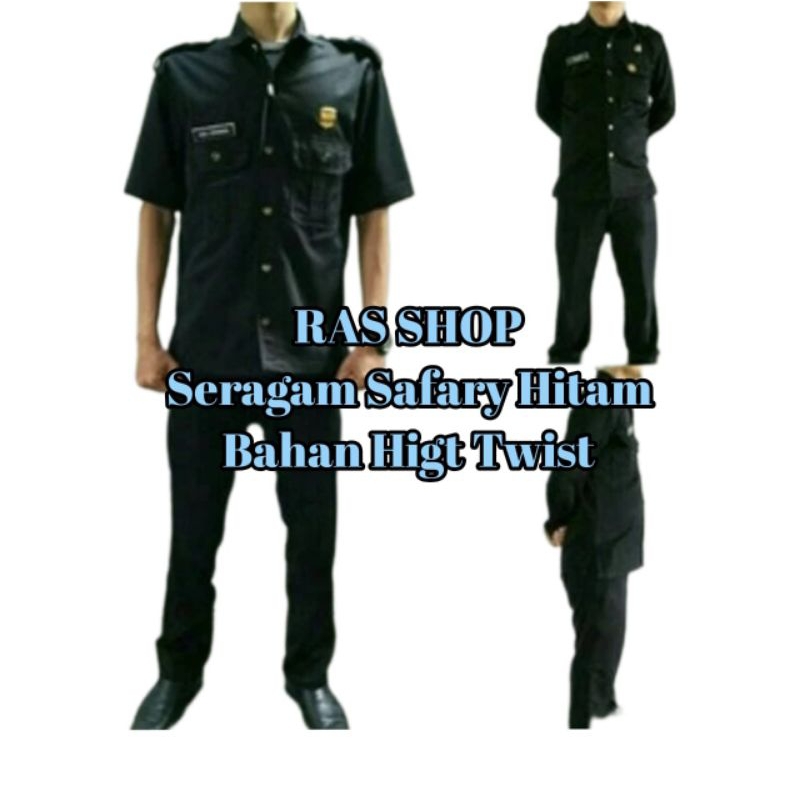 1 Stel Safari Hitam Pria Elegan | Seragam Satpam / Driver / Security Terbaru 2025 bahan premium