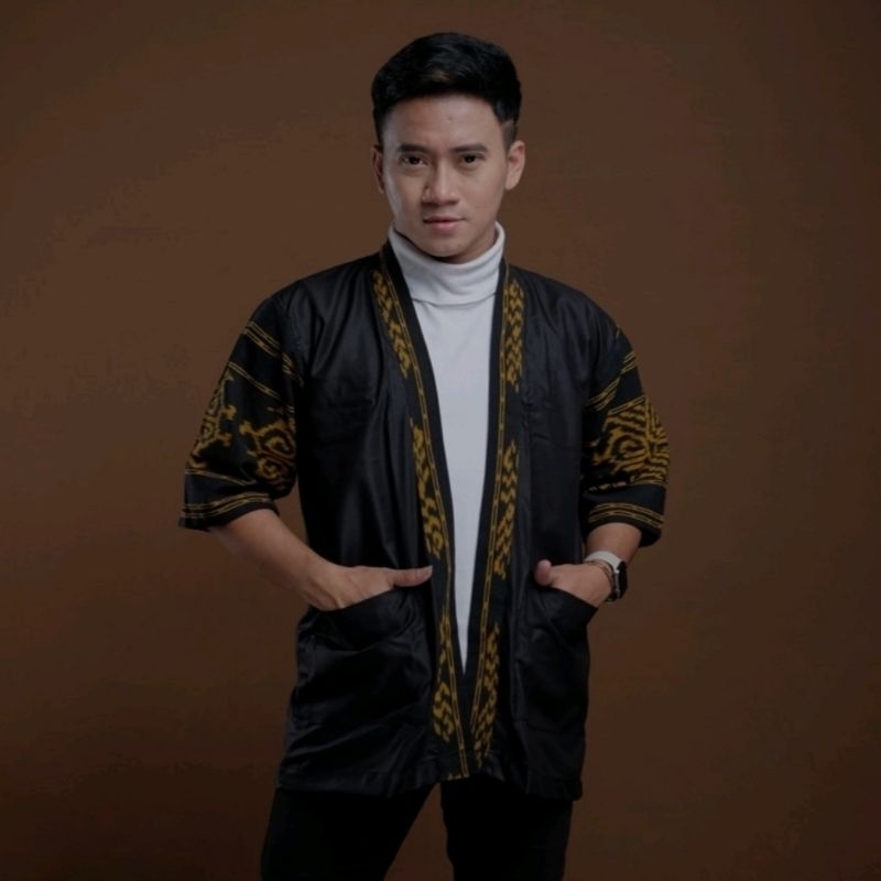 Kimono Outer Atasan Pria Tenun Blanket 002 Troso Jepara Trend Kain Nusantara Terlaris Termurah Terba