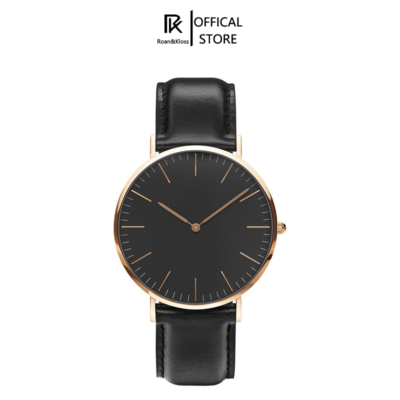 【✔Penjualan Terbaik】100%Ori Jam Tangan Pria Jam Tangan Wanita  Jam Tangan Kulit Premiun Diameter  +Free Box Baterai |Jam tangan Fashion Pria/Jam Tangan Pasangan-Hitam Rose