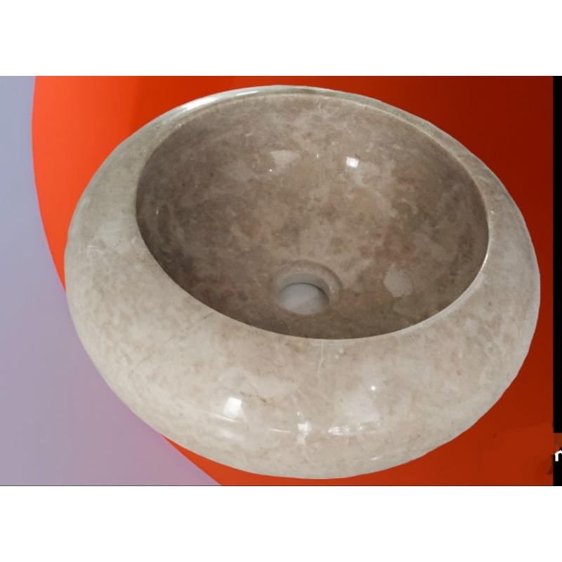 wastafel batu marmer donat 35cm