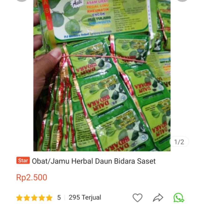 

Obat/Jamu Herbal Tradisional Kapsul Daun Bidara harga per Saset isi 2 tablet