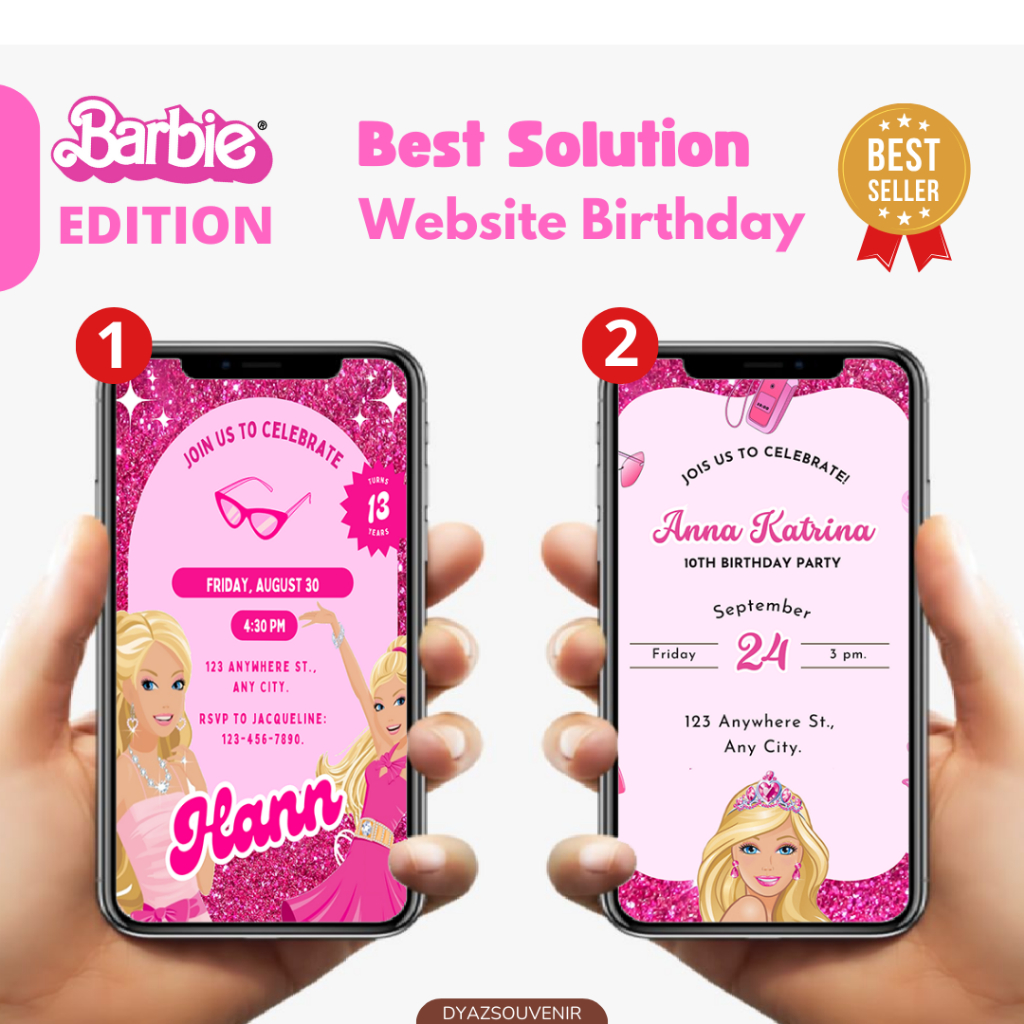 [TERMURAH] UNDANGAN BARBIE  ULANG TAHUN ANAK / UNDANGAN DIGITAL ULANG TAHUN