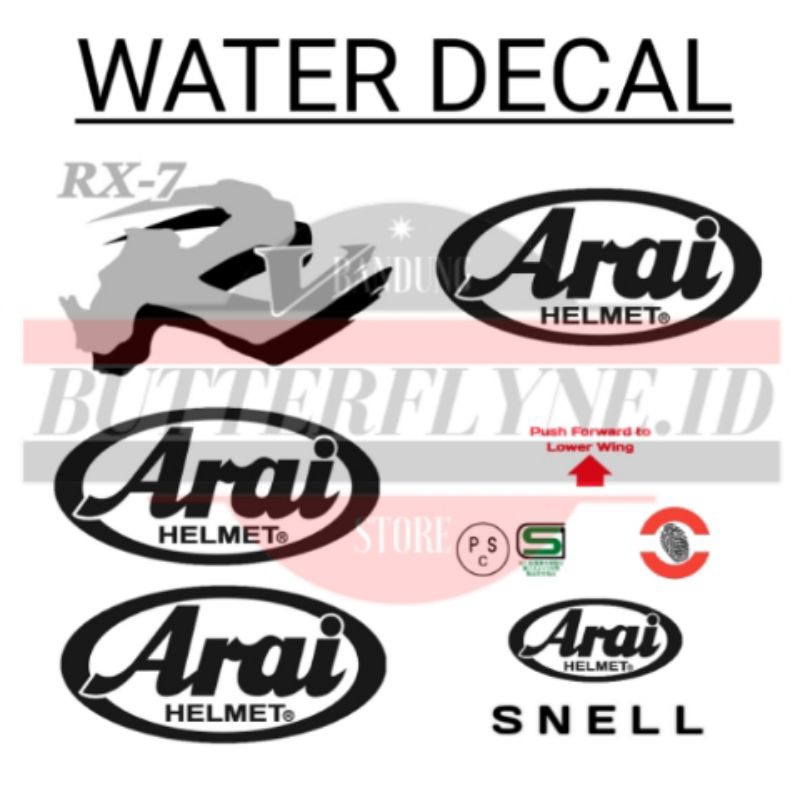 WATER DECAL LOGO HELM ARAI BAHAN TRANSPARAN
