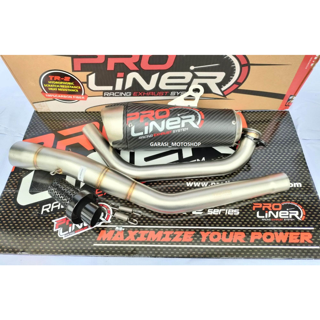 knalpot racing proliner tr2 carbon short full system yamaha r15 v3 v4 r15m