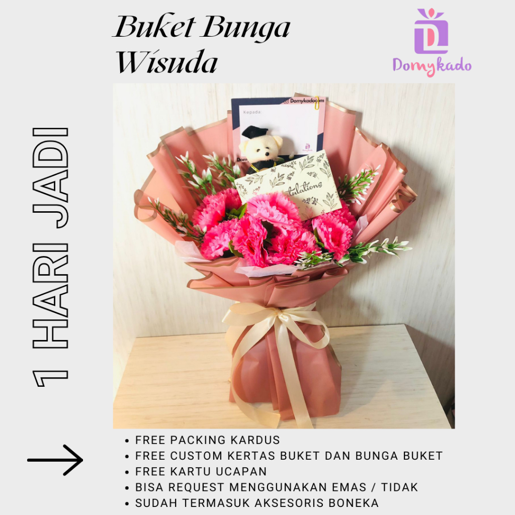 BUKET BUNGA KHUSUS KADO WISUDA DENGAN EMAS MINI GIFT SERIES CONGRATULATION 0.025GRAM