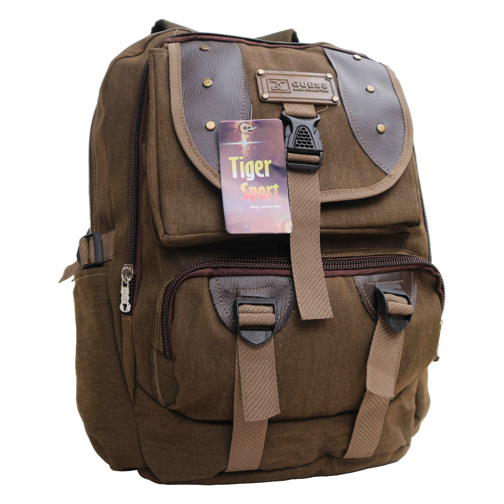 OBRAL Tas Distro Pria Kanvas Guess Ransel Cowok Premium Outdoor Pendaki Carrier Medium Gunung Fashio