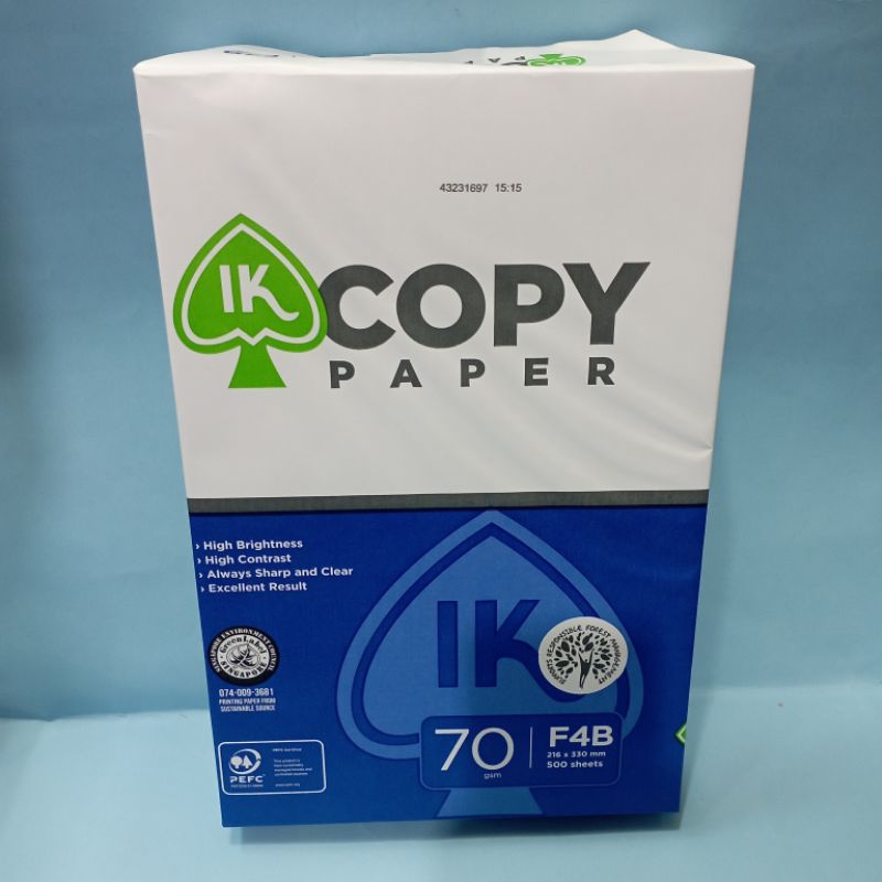 

bib Kertas HVS IK Copy Paper F4B 70gsm Isi Sheets / Pack