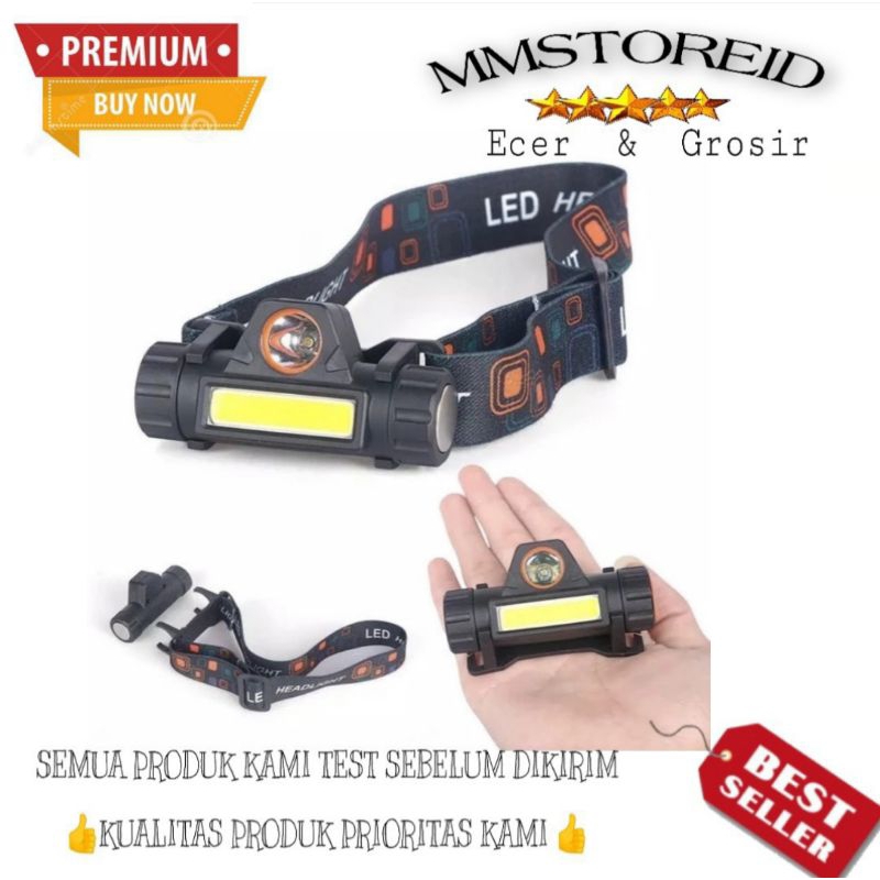 MM - Senter Kepala Mini COB HeadLamp Bisa Putar Copot Cas USB / HeadLamp Senter Kepala Lampu LED USB