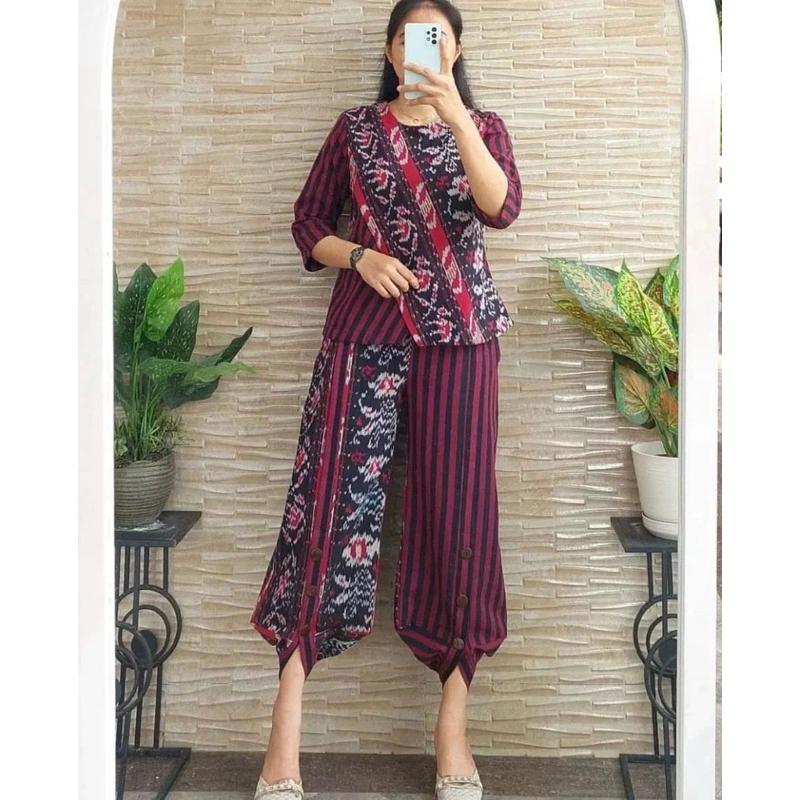 setelan kulot tenun original