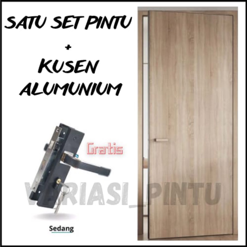 SATU SET PINTU DAN KUSEN ALUMUNIUM GRATIS KUNCI DAN ENGSEL