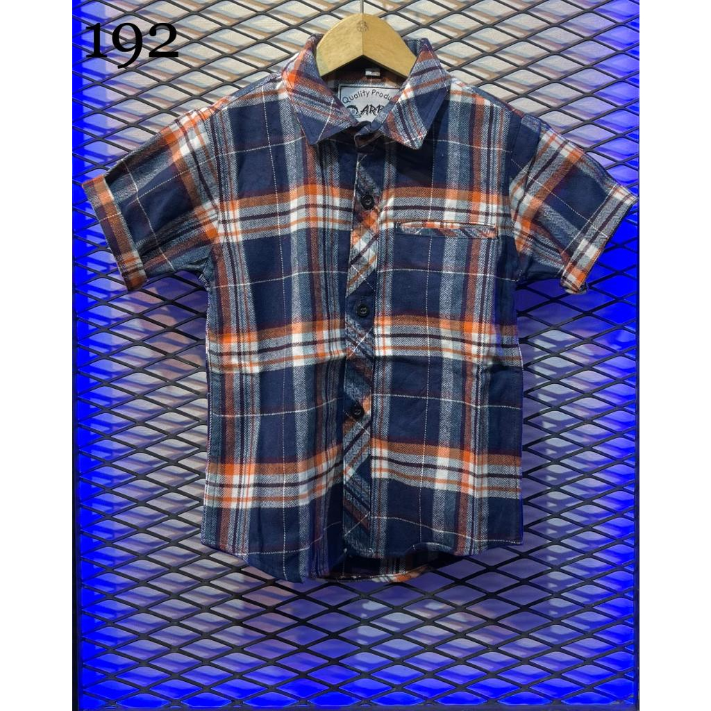 Baju kemeja lengan pendek anak laki laki bahan flanel kotak-kotak 192 umur anak 2 tahun sampai 13 ta