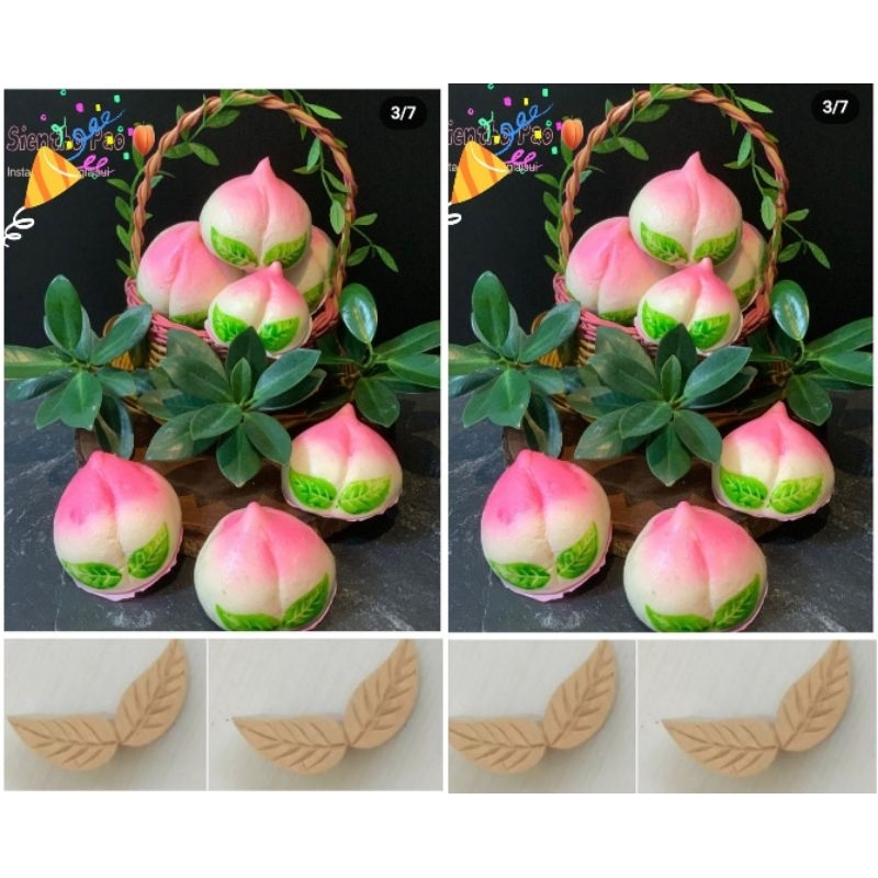cetakan daun bakpao peach/ stempel daun kayu