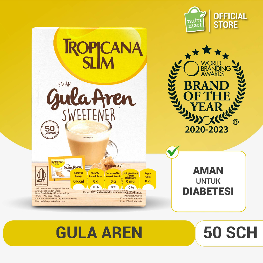 

Tropicana Slim Sweetener Gula Aren 50 sachet - Pemanis untuk Bantu Batasi Gula
