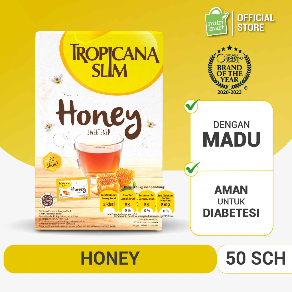 

Tropicana Slim Sweetener Honey 50sch - Pemanis untuk Bantu Batasi Gula