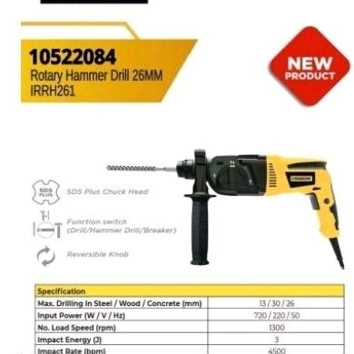 KRISBOW Bor Palu putar 26mm 720 w / ROTARY HAMMER DRILL 26MM 720W IRRH26
