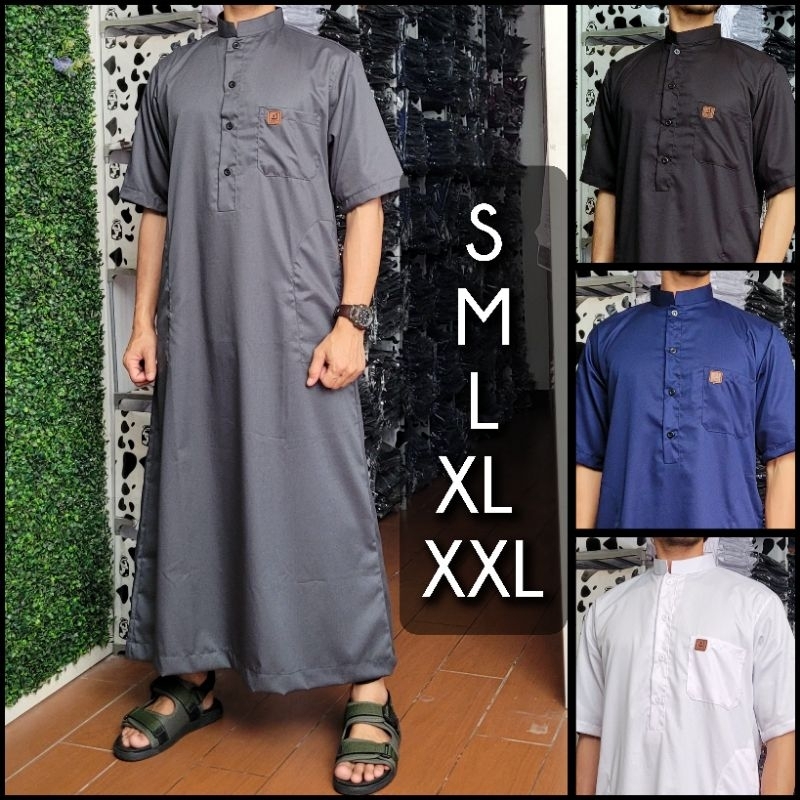 gamis pria jubah pria polos lengan pendek