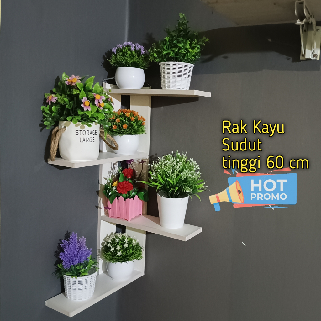 Rak sudut tinggi 60 cm Hiasan Rumah Minimalis Tempat Bunga Foto dll - WRDSDP