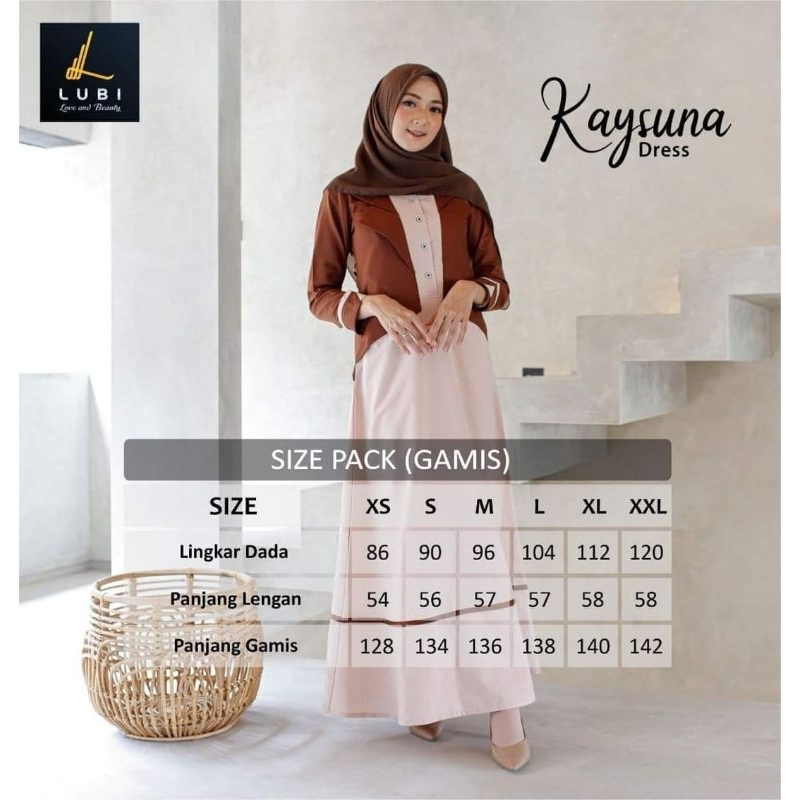 Gamis KAYSUNA DRESS LUBY warna OLIVE HAZELNUT BLACK