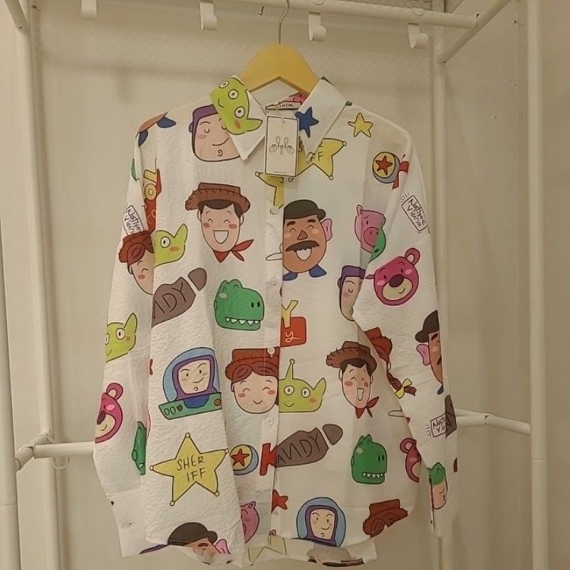 BEST Seller Kemeja Premium MINIM & Papa Bear Print Karakter Lucu NEW BKK Bangkok Toy story, Care Bea