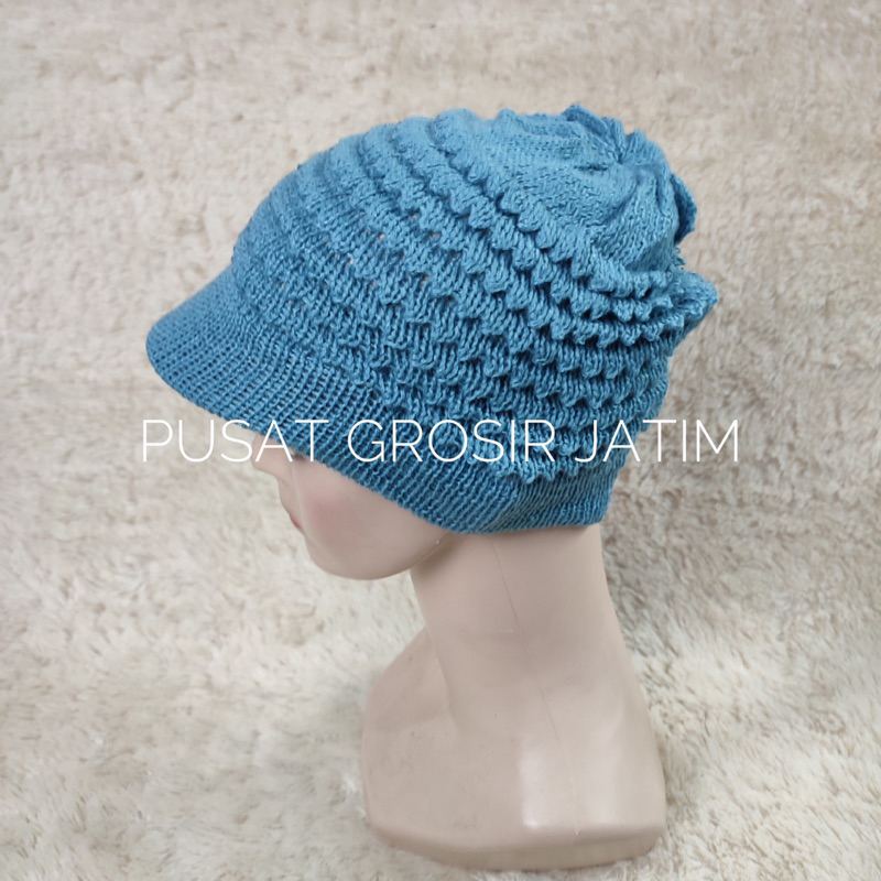 Topi ciput rajut kerpus topi kupluk rajut wanita dewasa untuk ibu emak nenek model nanas