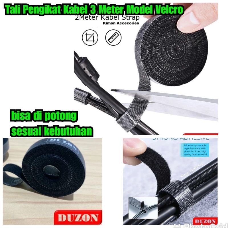 Tali ikat 3 meter Model velcro Tali ikat charger hp kabel cas tali pengikat universal