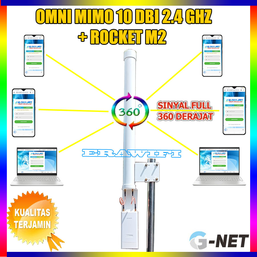 Antena Wifi Hotspot Outdoor RtRW Net Omni Mimo GNet 2,4 GHz 10 dBi + Rocket M2