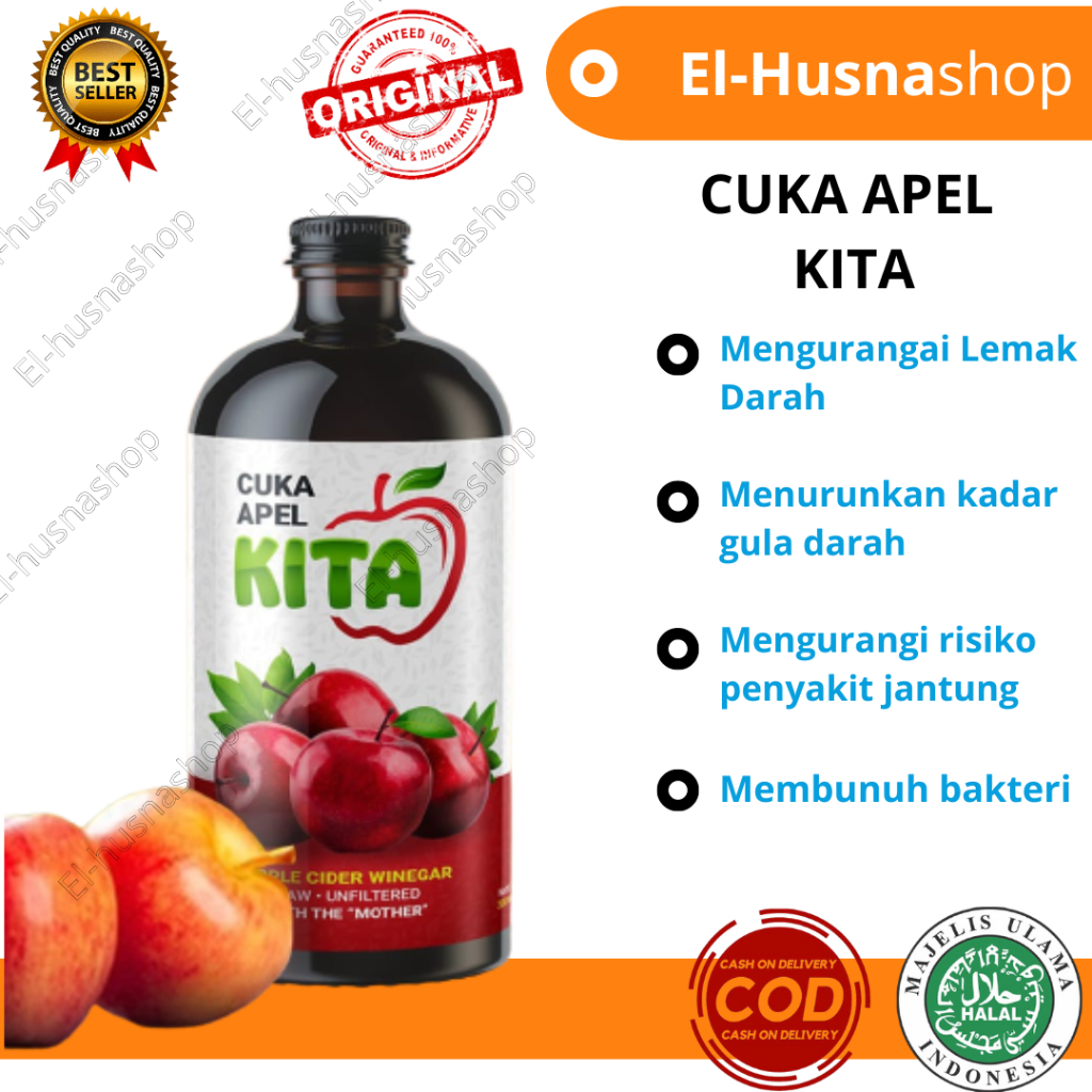 

Cuka Apel Apple Cider Vinegar Kita Herbal Mengurangi Lemak Darah 300ml Asli Original