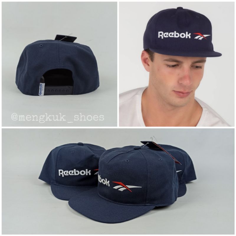 Topi Reebok Classic Vector Flat Peak Snapback NAVY Original 100% - TOPI SNAPBACK CAP FLAT