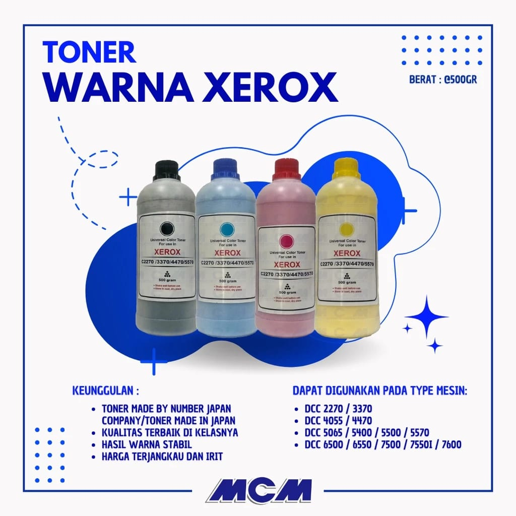 Toner Warna Mesin Fotocopy Xerox DCC 2270 3370 5500 6500 B/C/M/Y