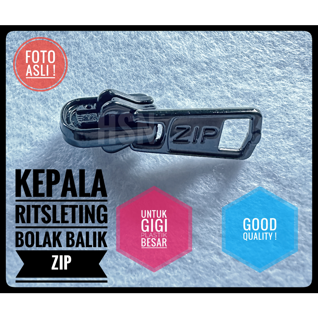 kepala ritsleting / resleting jaket plastik ZIP bolak balik