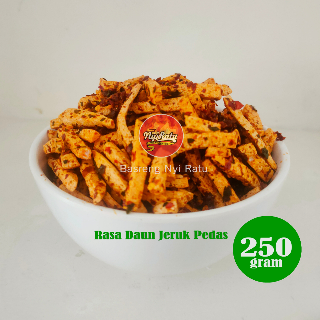 

Basreng Bumbu Cikruh /Basreng Viral rasa Daun Jeruk Pedas kemasan 250 gram /Basreng Nyi Ratu Bandung/Cemilan Snack Enak