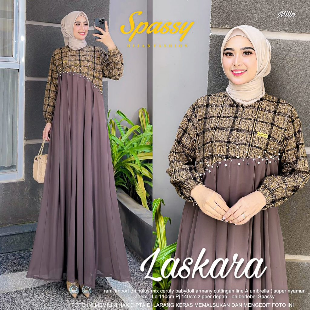 [NEW] LASKARA DRESS GAMIS WANITA PESTA LD 110 BAHAN RAMI IMPORT MIX CERUTY PREMIUM ORI BY SPASSY || 