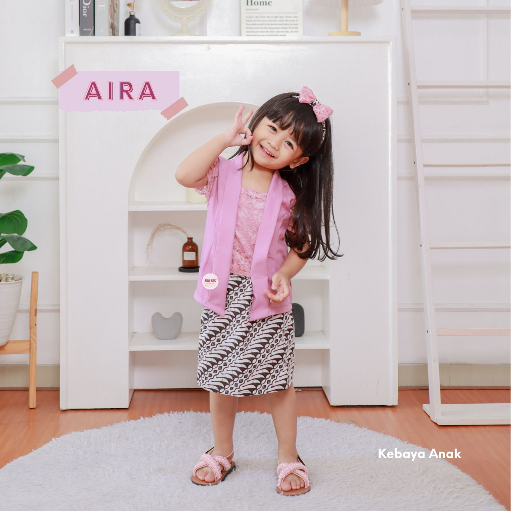 Kebaya Anak Perempuan / Setelan Kebaya Anak / Kebaya Katun Gendhis Lengan Pendek Rok Putih by Kata K