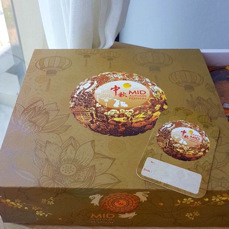 

box mooncake 22x22 cm kardus mooncake kue bulan model geser free kartu tag