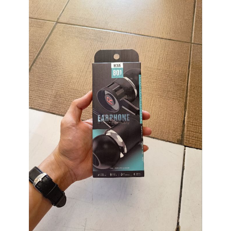 EARPHONE HEADSET HANDSFREE K-801 KM KYIN HIGH QUALITY SOUND BASS BERKUALITAS - HITAM