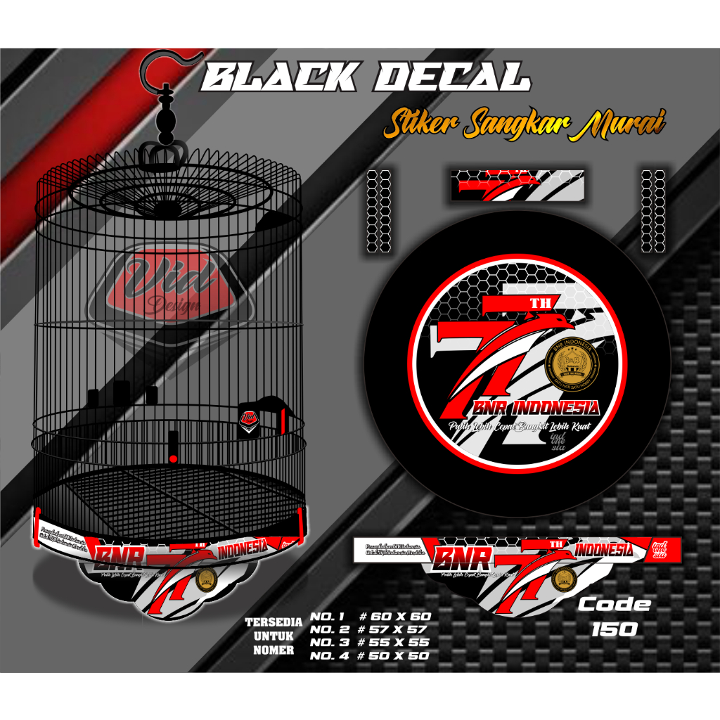 Sticker Sangkar Murai Motif Decal BNR 77 No 1 2 3 4