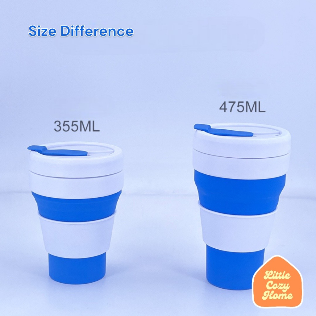 Foldable Coffee Cup Travel Silicone Cup Mug Tea Silikon Portable Eco Friendly Cangkir Gelas Lipat BPA Free 350 500 ml Collapsible Mini Kapasitas Besar Praktis