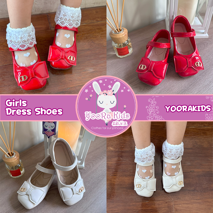 Yoorakids Sepatu Anak Perempuan Pita Pantofel Untuk Gadis Lucu kulit Import flat Shoes Glossy Cewek