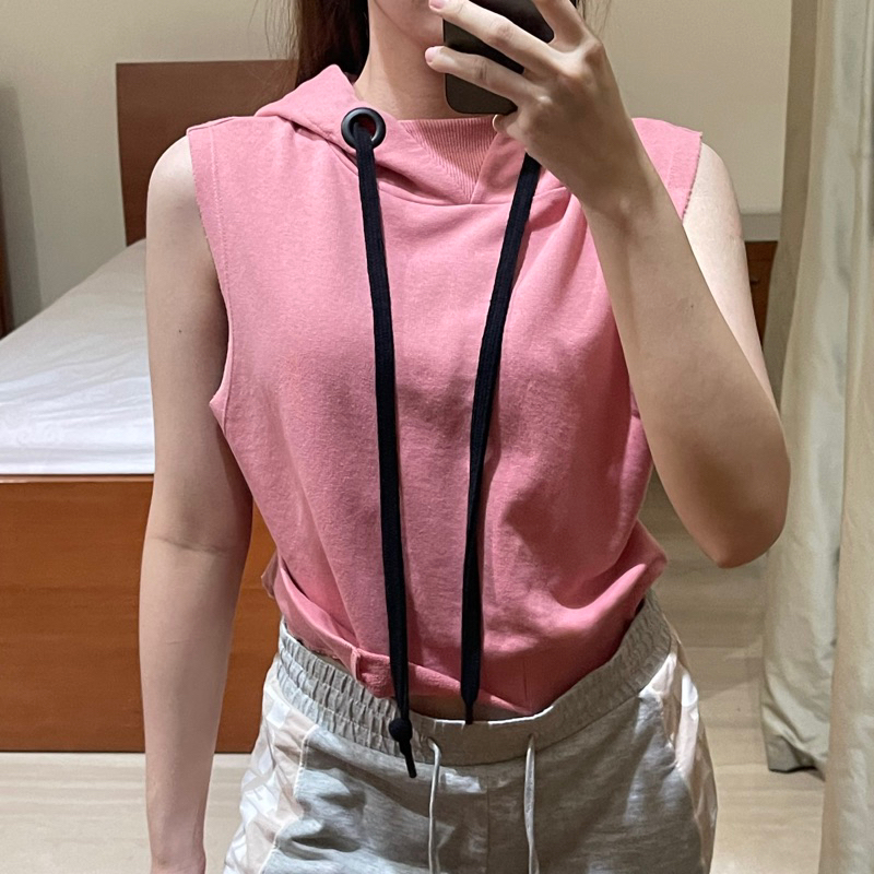 [READY LANGSUNG KIRIM] BERSHKA Crop Pink Hoodie | hoodie wanita