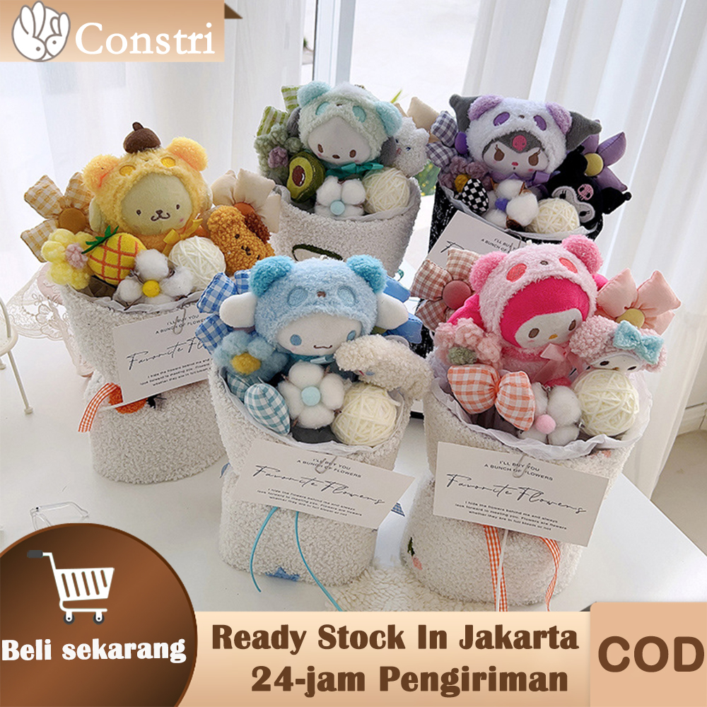 	 Ready Stock Sanrio Kuromi Cinnamoroll MyMelody Kawaii Plush Doll Bouquet Anime Gadis Lucu Ulang Tahun Valentine Hadiah	